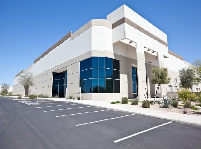 Newer white office building from street view